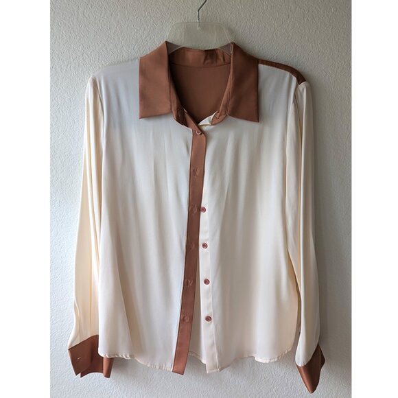 LilySilk Women Casual Color Block Silk Shirt - Size M - Picture 5 of 13